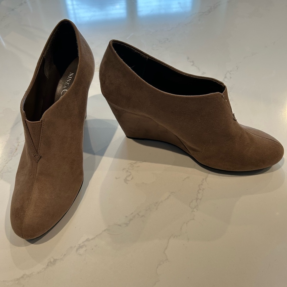 Nine West Brown Wedge Booties